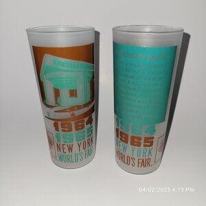 New York Worlds Fair 1964/1965 Frosted Collins Glasses